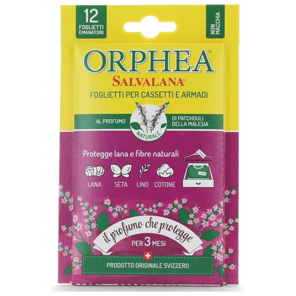 Orphea Salvalana Antitarme, 12 foglietti profumati al Patchouli