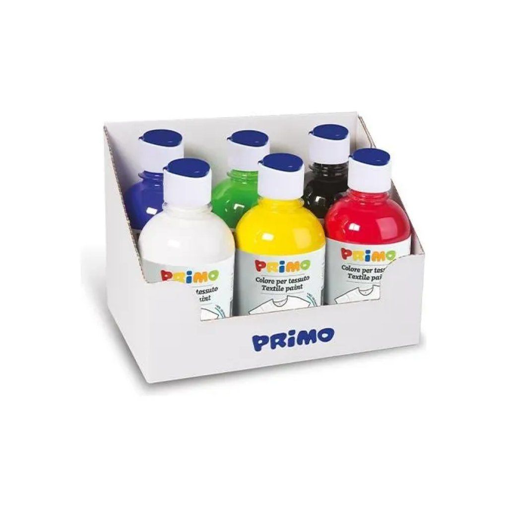 PRIMO Pittura per Tessuto, Set 6 Colori Assortiti da 300 ml PRIMO Pittura per Tessuto, Set 6 Colori Assortiti da 300 ml