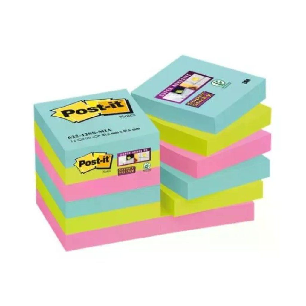 Post-it Super Sticky Cosmic, 12 blocchetti adesivi colorati