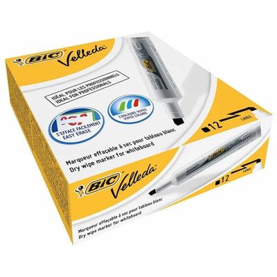BIC Velleda 1791 Marker per Lavagna Bianca Neri, Confezione da 12 BIC Velleda 1791 Marker per Lavagna Bianca Neri, Confezione da 12