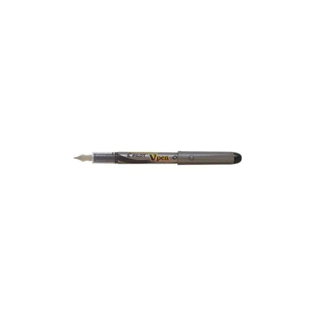 Pilot V-Pen penna stilografica usa e getta, punta 0,4 mm, inchiostro nero, fusto silver