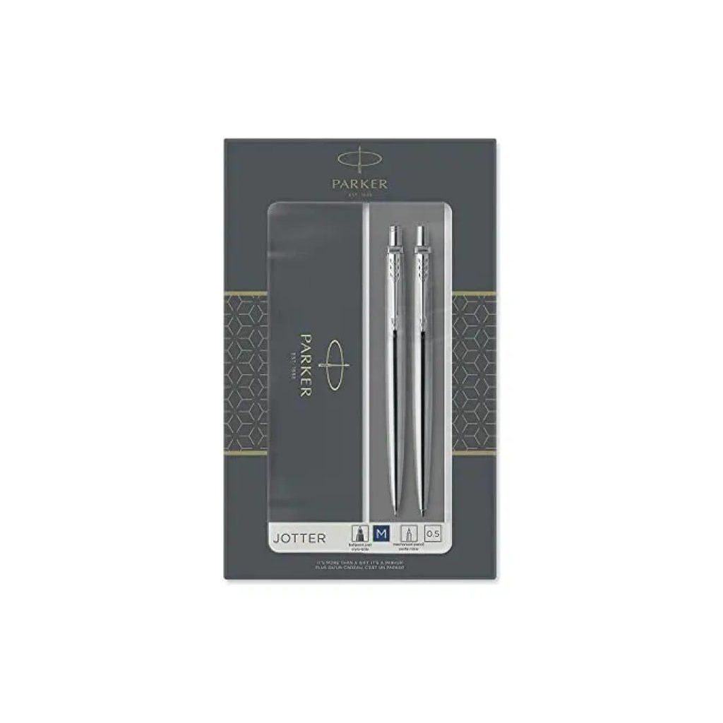 Parker Jotter Set Regalo con Penna a Sfera e Portamine 0,5 mm, Acciaio Inox Argento