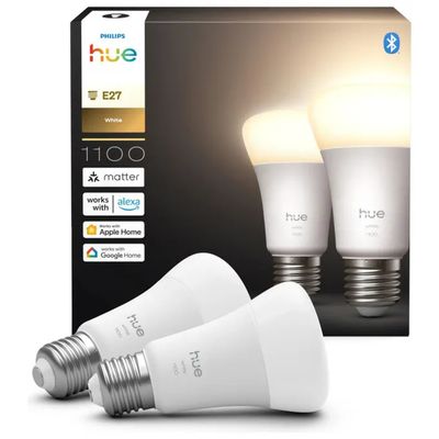 Philips Hue White A60 E27, lampadine LED smart 2700 K, 1100 lm, confezione da 2 Philips Hue White A60 E27, lampadine LED smart 2700 K, 1100 lm, confezione da 2