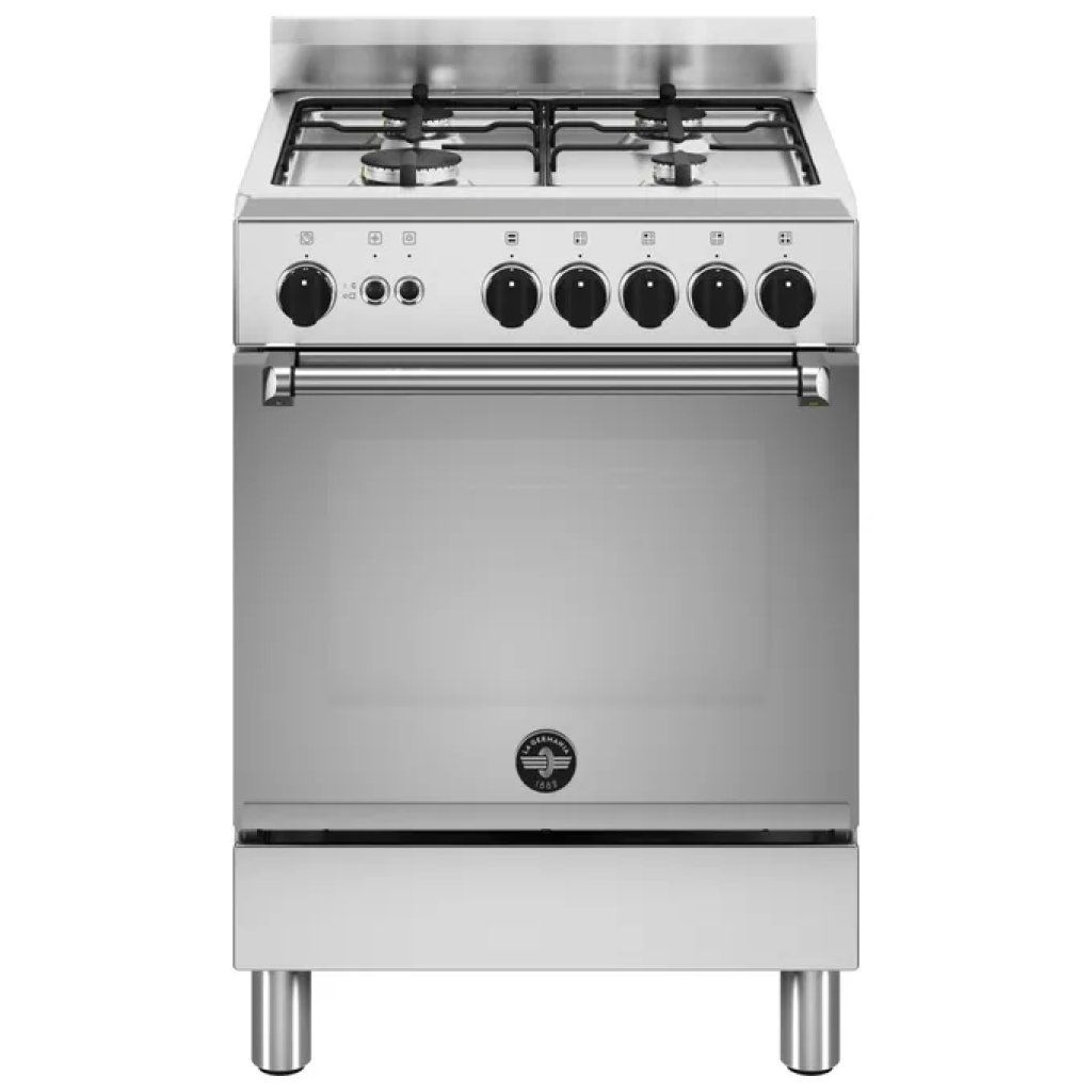 La Germania AMN664GXV/24 Cucina a Gas 60 cm, 4 Fuochi, Forno Ventilato 56 L, Acciaio Inox