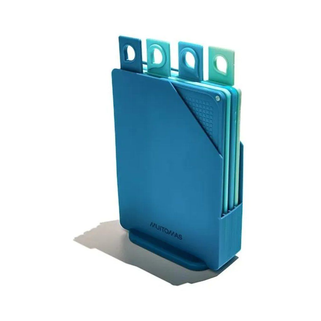 Muitomas Set di 4 Taglieri da Cucina con Custodia – Blu Ottanio