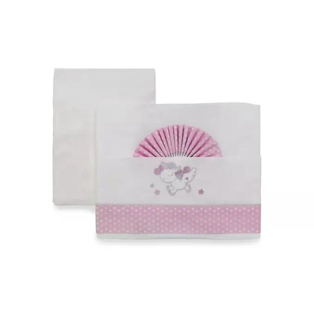 Italbaby Unicorn Set Lenzuola Lettino 3 Pezzi in Cotone Lilla