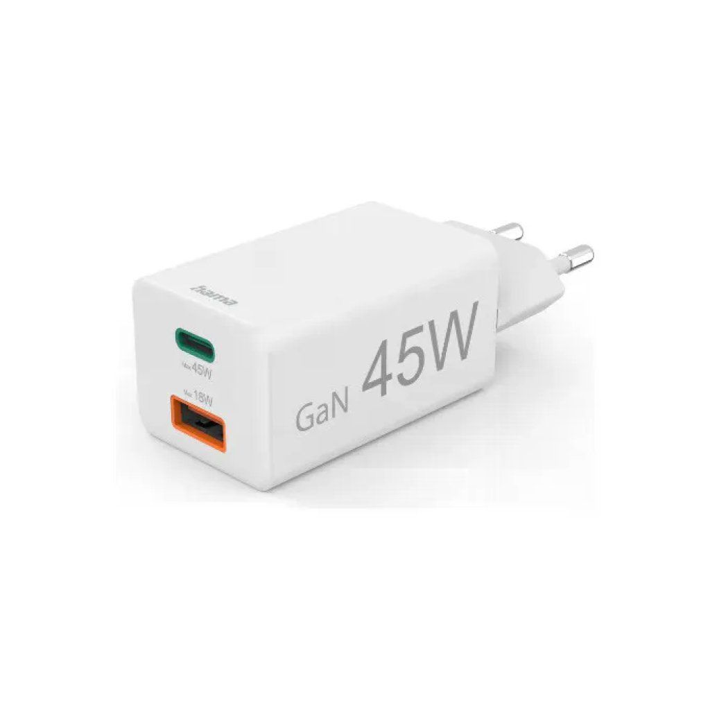 Hama 00201993 Caricabatterie GaN 45 W USB-C/USB-A Bianco Hama 00201993 Caricabatterie GaN 45 W USB-C/USB-A Bianco