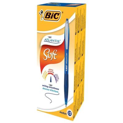 BIC Atlantis Soft – Confezione da 12 penne a sfera blu BIC Atlantis Soft – Confezione da 12 penne a sfera blu