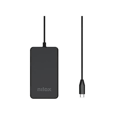 Nilox Alimentatore GaN USB-C 65 W con Cavo Integrato, Nero Nilox Alimentatore GaN USB-C 65 W con Cavo Integrato, Nero