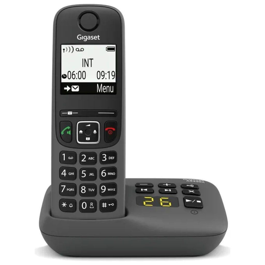 Gigaset AS490A Telefono Cordless DECT con Segreteria e Vivavoce, Nero Gigaset AS490A Telefono Cordless DECT con Segreteria e Vivavoce, Nero