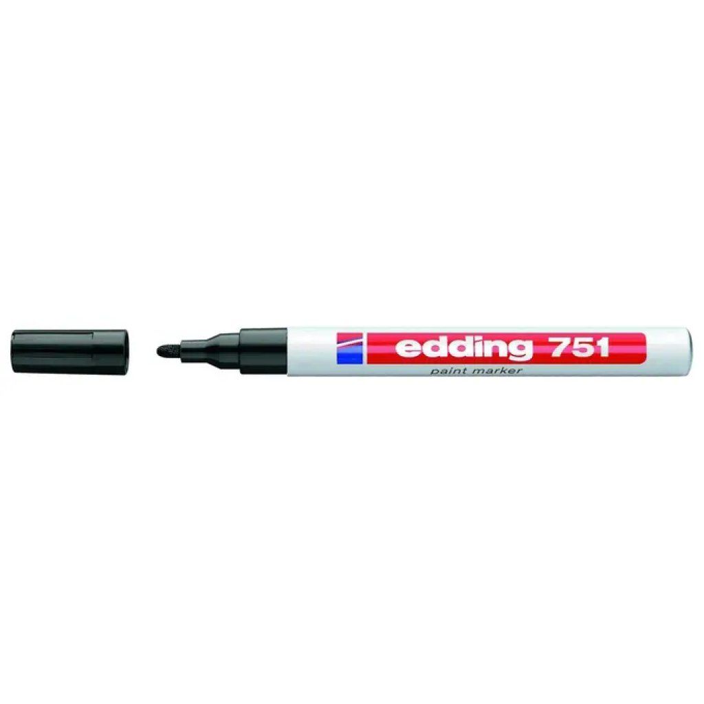 Edding 751 Marcatore a Vernice Permanente Nero, Punta 1–2 mm, Confezione da 10 Edding 751 Marcatore a Vernice Permanente Nero, Punta 1–2 mm, Confezione da 10