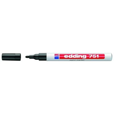 Edding 751 Marcatore a Vernice Nero, Punta 1–2 mm, Confezione da 10 Edding 751 Marcatore a Vernice Nero, Punta 1–2 mm, Confezione da 10