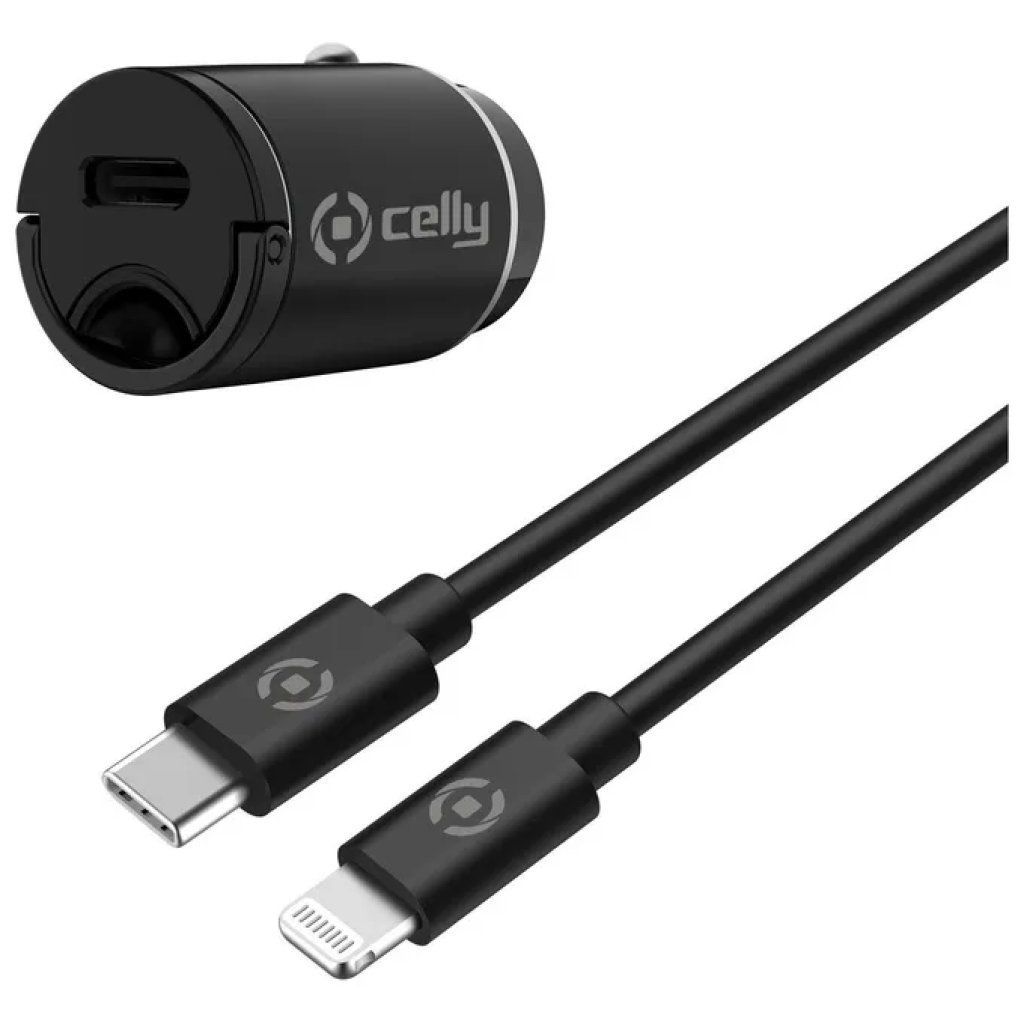 Celly Caricabatterie Auto USB-C 20W con Cavo Lightning