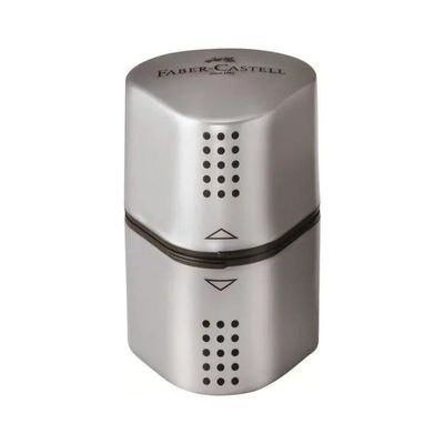 FABER CASTELL Faber-Castell Grip 2001 – Temperamatite manuale a 3 fori, argento
