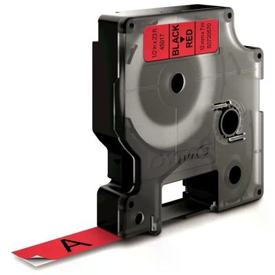DYMO Nastro DYMO D1 Standard nero su rosso, 12 mm x 7 m