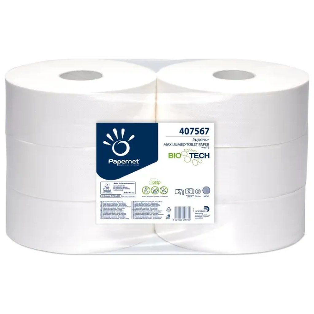 Papernet 407567 Carta Igienica Jumbo Maxi 2 Veli, 300 m, 6 Rotoli