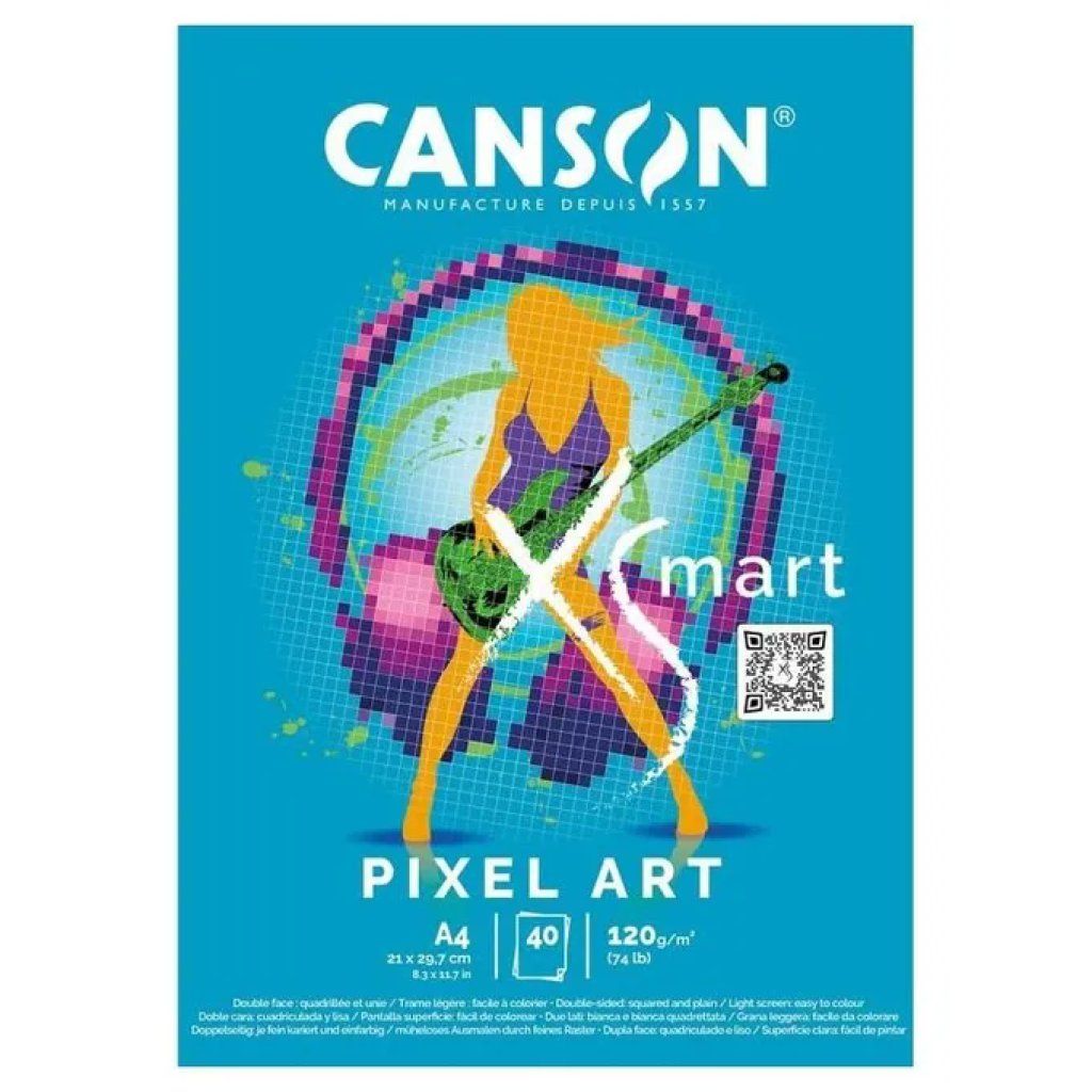 Canson Smart Pixel Art – 5 Blocchi A4 Quadrettati, 40 Fogli, 120 g/m² Canson Smart Pixel Art – 5 Blocchi A4 Quadrettati, 40 Fogli, 120 g/m²