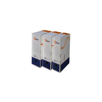 Bertesi Q Box – 25 Scatole Archivio A4, Dorso 8 cm, Bianco e Blu