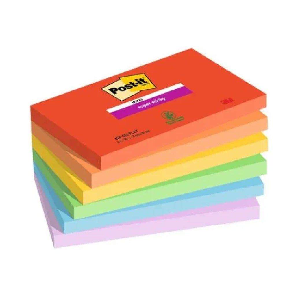 Post-it Super Sticky Playful, 6 blocchetti colorati