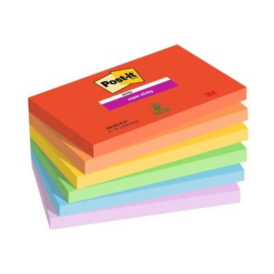 Post-it Super Sticky Playful, 6 blocchetti colorati