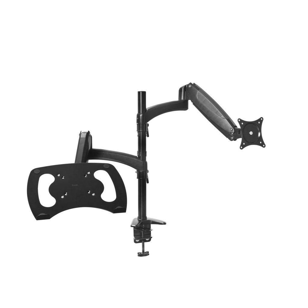 Trust Mara – Supporto da Scrivania per 2 Monitor e Laptop, Nero