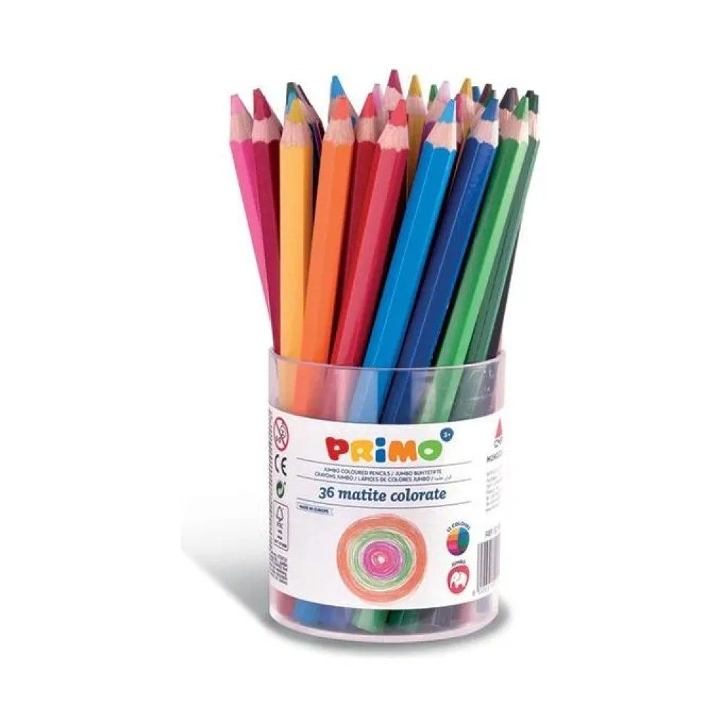 PRIMO Set da 36 Matite Colorate Jumbo Laccate PRIMO Set da 36 Matite Colorate Jumbo Laccate