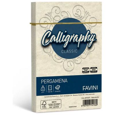 CARTOTECNICA FAVINI Favini Pergamena Calligraphy – 25 buste naturali 12 × 18 cm