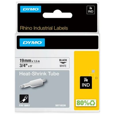 DYMO Rhino 18057 Nastro Termorestringente Bianco 19 mm x 1,5 m – Confezione da 5 DYMO Rhino 18057 Nastro Termorestringente Bianco 19 mm x 1,5 m – Confezione da 5