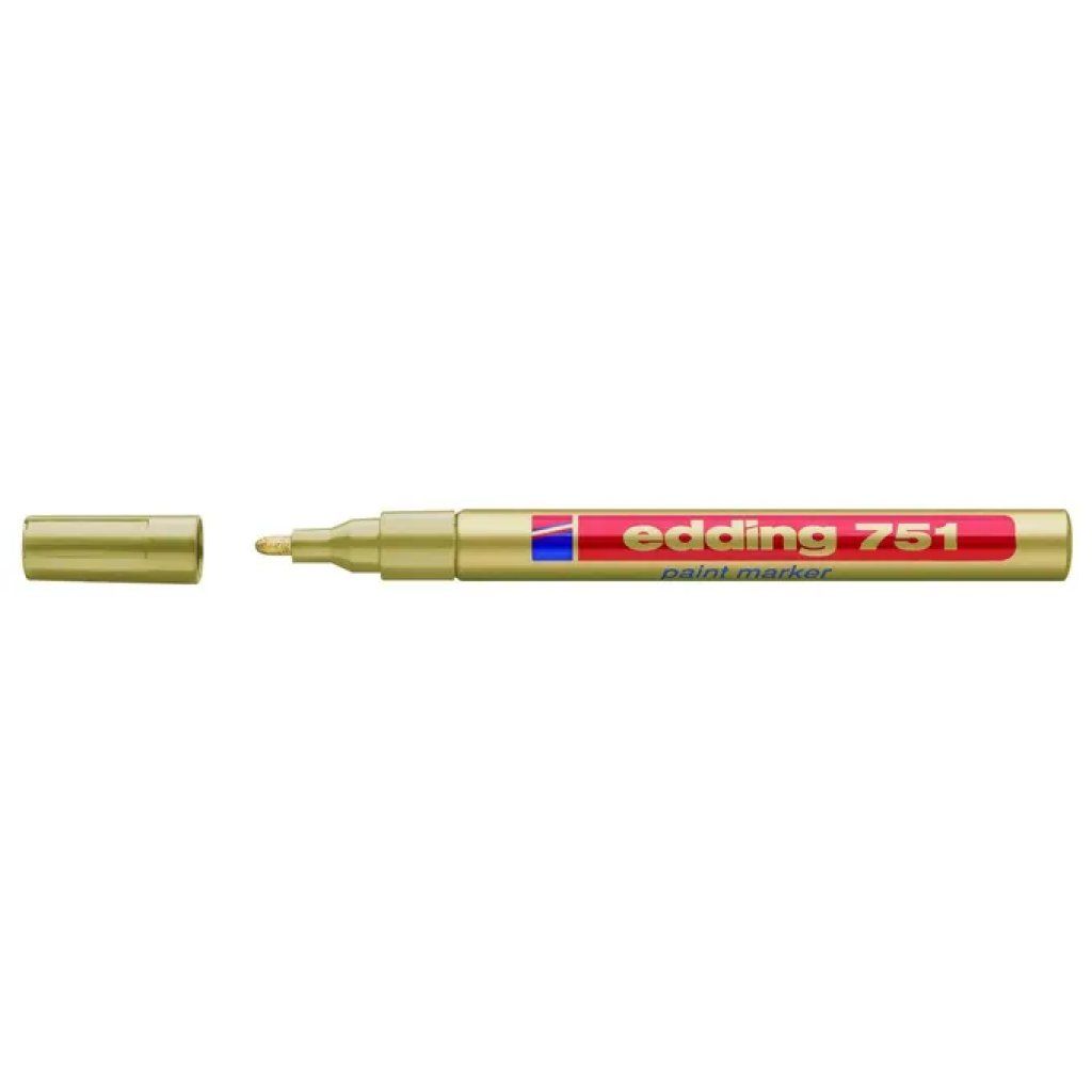 Edding 751 Marcatore a Vernice Oro, Punta Tonda 1-2 mm, Confezione da 10