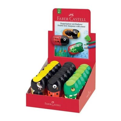 FABER CASTELL Faber-Castell Temperamatite Animals a 2 Fori con Gomma – Espositore da 18