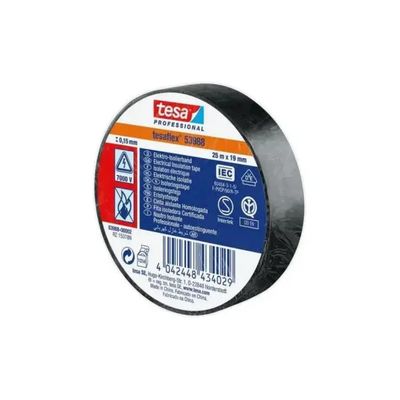TESA Nastro Isolante Nero 25 m × 19 mm, Confezione da 10
