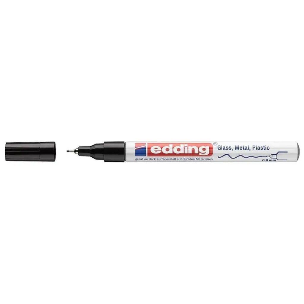 Edding E-780 Marcatore a Vernice Nero, Punta 0,8 mm, Set da 10