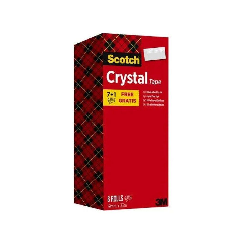Scotch Crystal Clear Nastro Adesivo Trasparente, 19 mm x 33 m, Confezione da 8 Rotoli Scotch Crystal Clear Nastro Adesivo Trasparente, 19 mm x 33 m, Confezione da 8 Rotoli