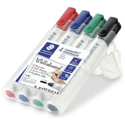 Staedtler Lumocolor 351 WP4 – Set da 4 marcatori per lavagna bianca
