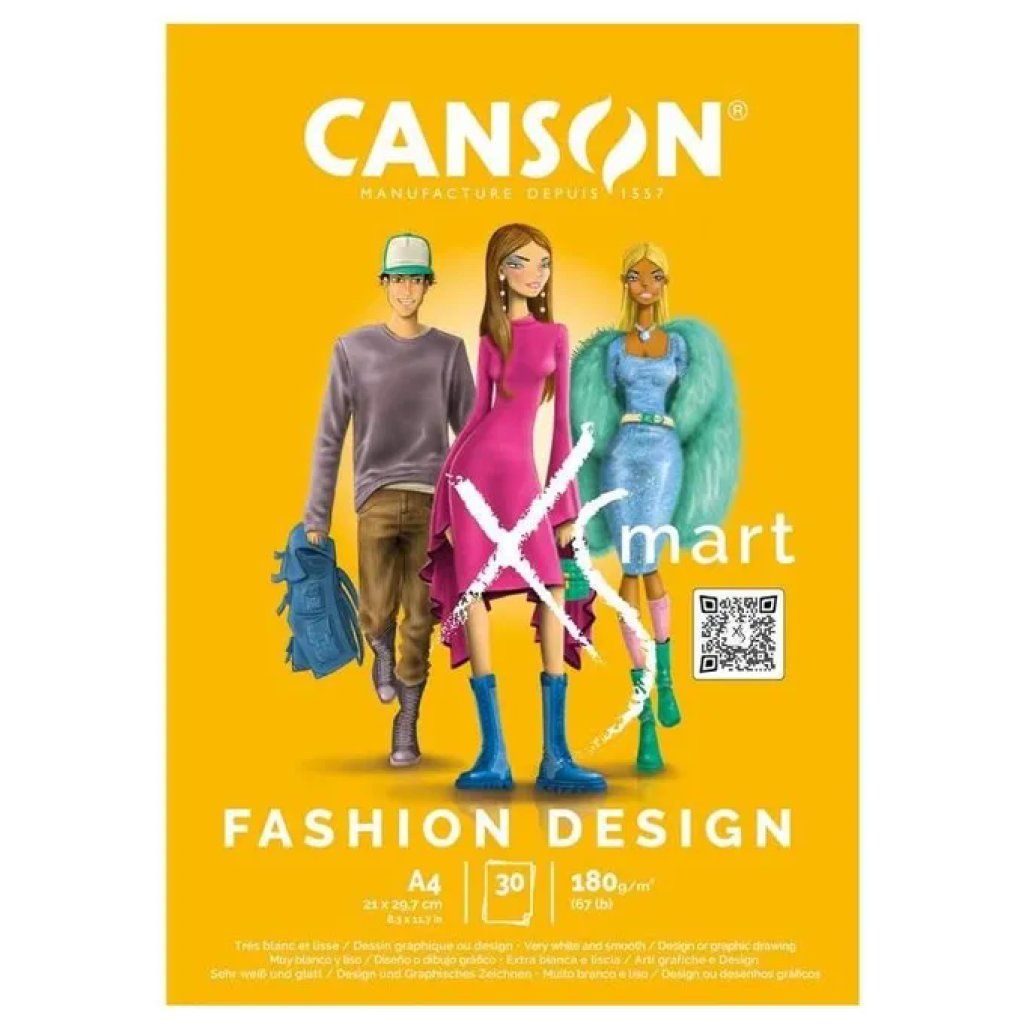 Canson Fashion Design – 5 blocchi A4, 30 fogli, 180 g/m²