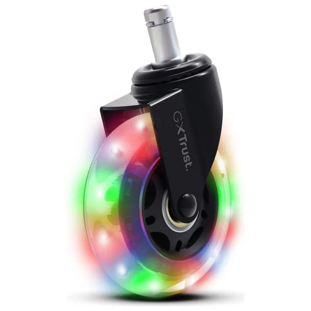 Trust GXT 701 – Ruote per sedia gaming con LED RGB, 75 mm