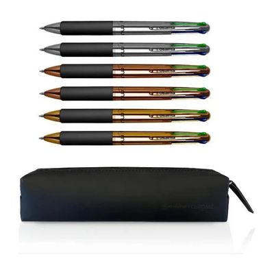 OSAMA Astuccio con 6 Penne a Sfera Multicolore Cromate