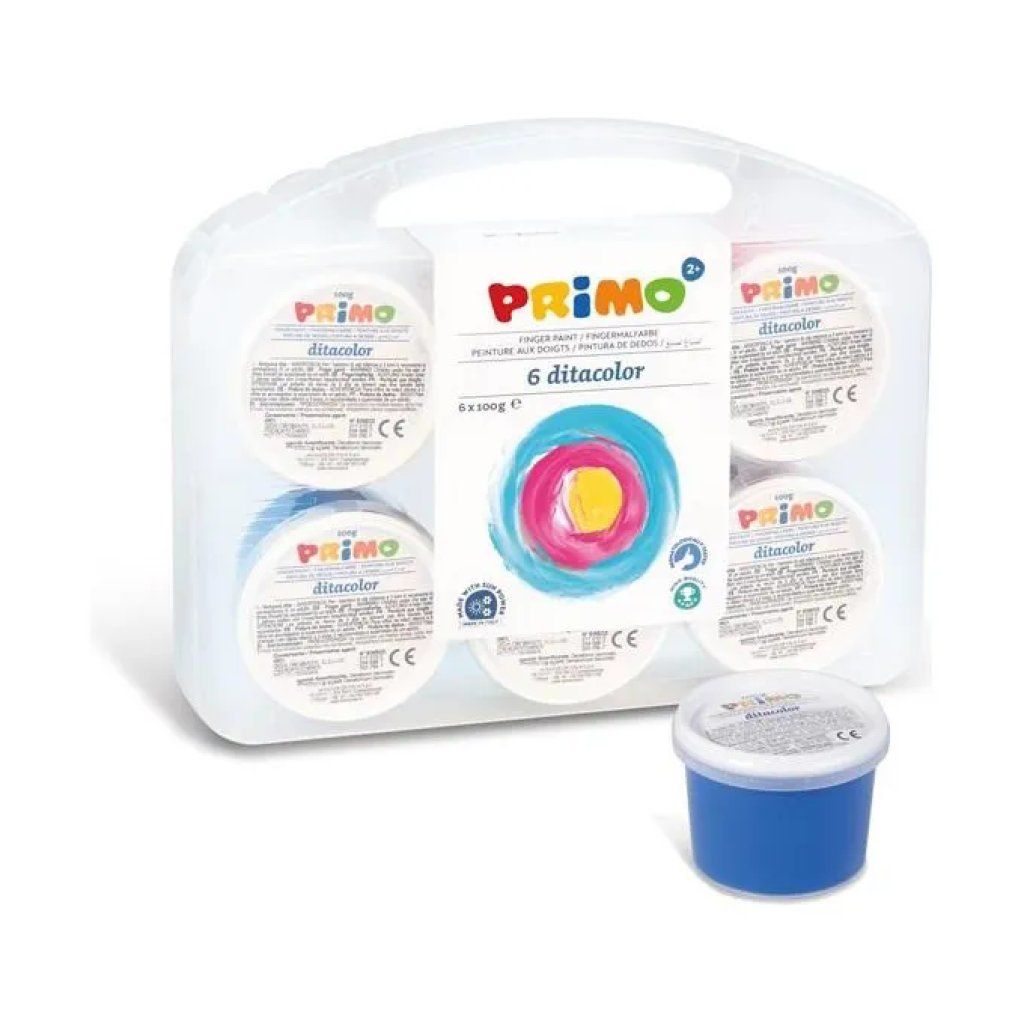 PRIMO Tempere a Dita per Bambini, Set da 6 Colori da 100 ml