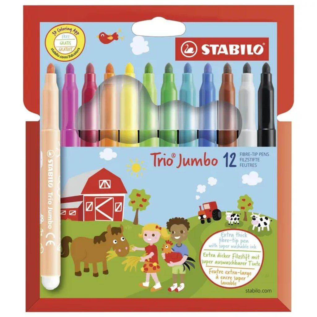 STABILO Trio Jumbo – 12 pennarelli assortiti