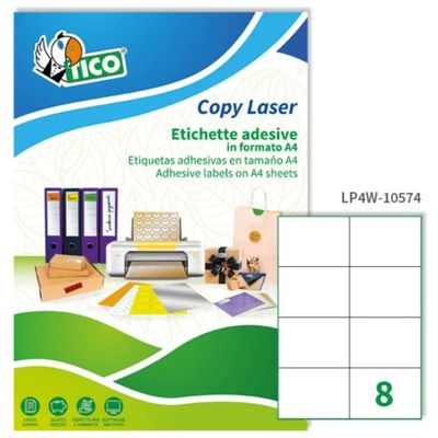 TICO CF800ETIC Etichette Adesive Bianche 105 x 74 mm, 100 Fogli A4 TICO CF800ETIC Etichette Adesive Bianche 105 x 74 mm, 100 Fogli A4
