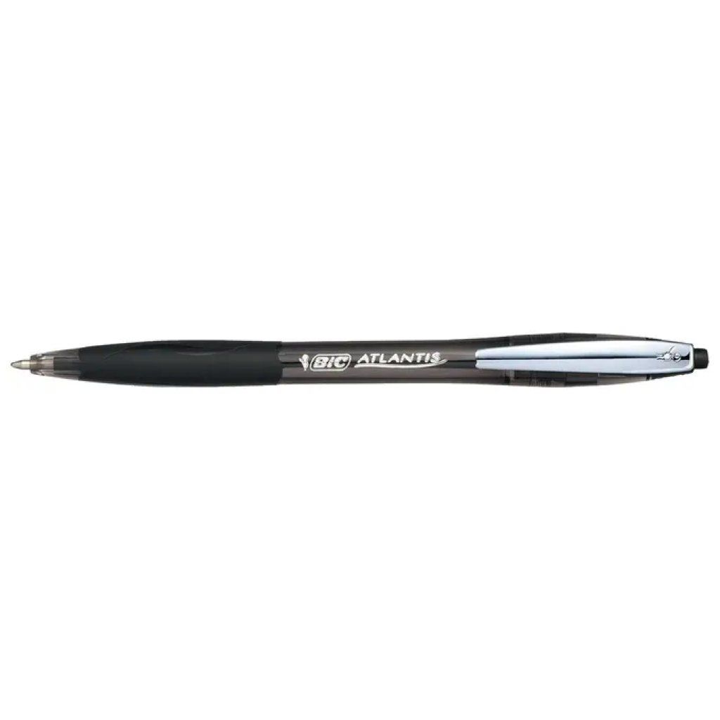BIC Atlantis Soft – Confezione da 12 penne a sfera nere retrattili
