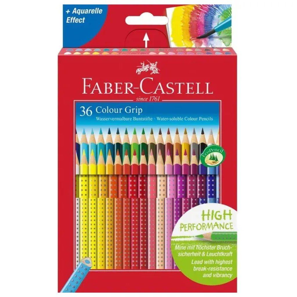 FABER CASTELL Faber-Castell Colour Grip, set da 36 matite colorate acquerellabili FABER CASTELL Faber-Castell Colour Grip, set da 36 matite colorate acquerellabili