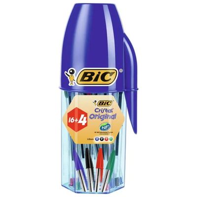BIC Cristal Original – 20 Penne a Sfera Assortite, Punta 1,0 mm