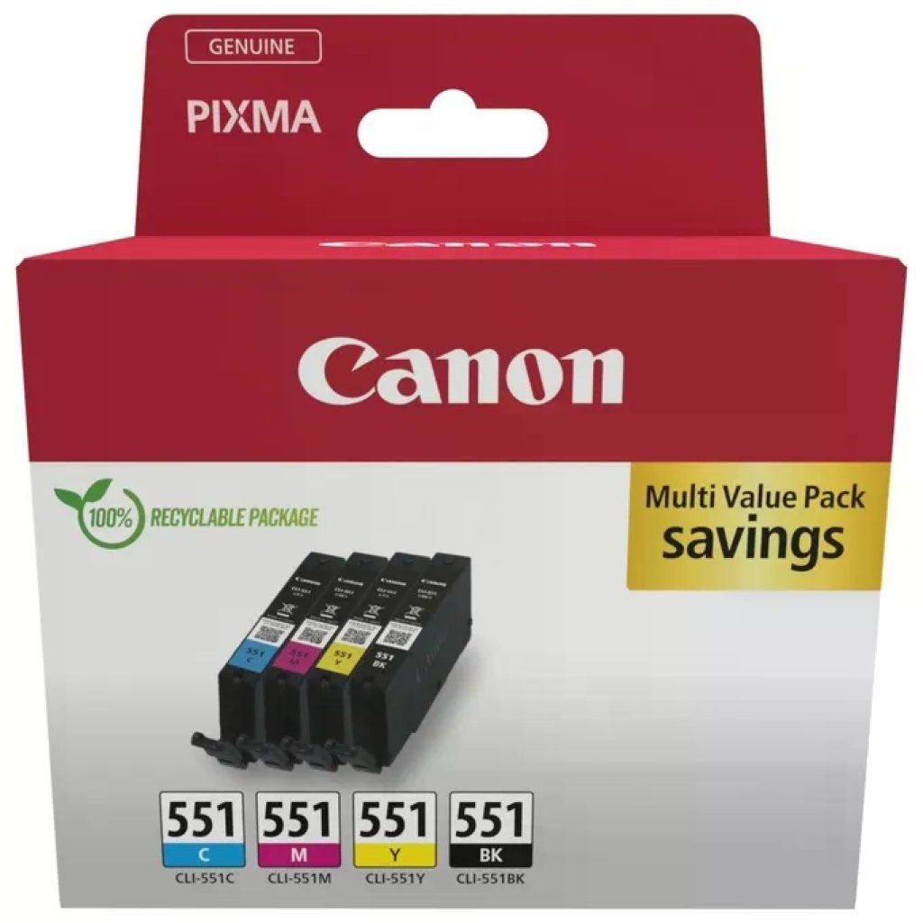 Canon 6509B016 Multipack 4 Cartucce Originali PGI-550 e CLI-551