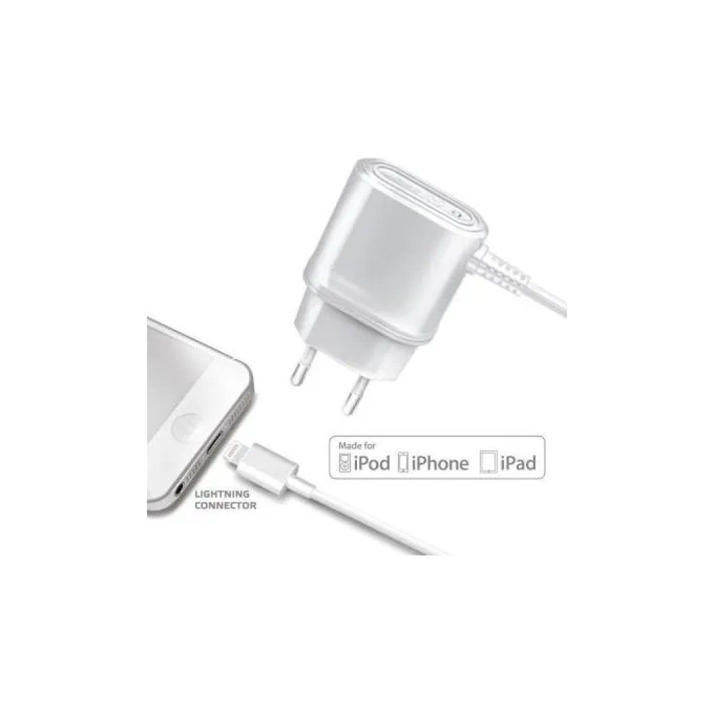 Celly Caricabatterie Lightning MFi 1A Bianco per iPhone 5, 5s e 5c