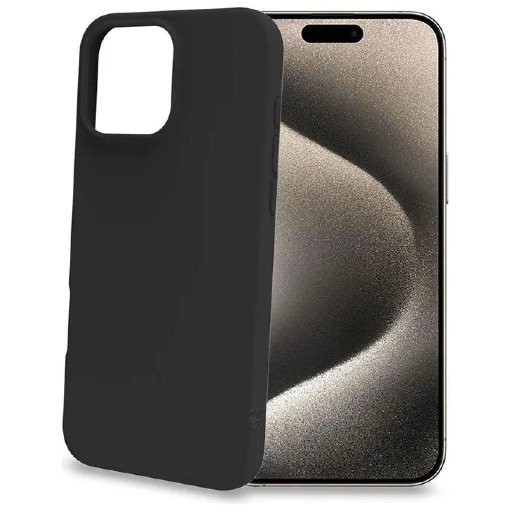 Celly Cromo Cover Soft-Touch Nera per iPhone 16 Pro Max
