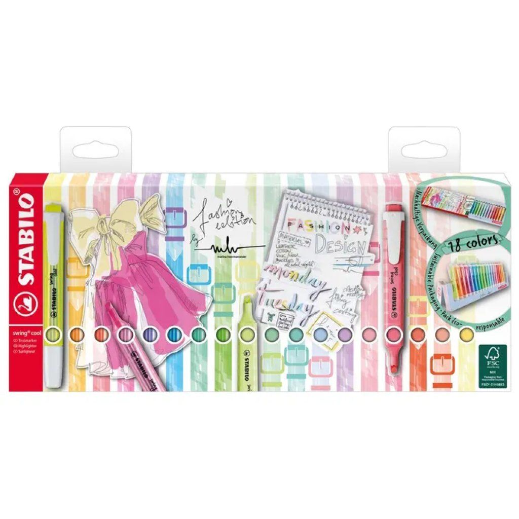 STABILO swing cool Desk-Set, set da 18 evidenziatori STABILO swing cool Desk-Set, set da 18 evidenziatori