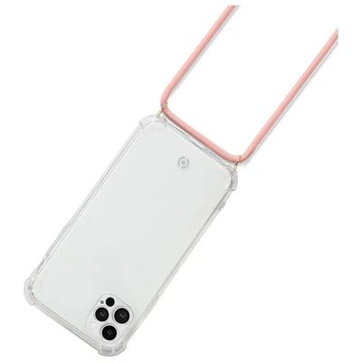 Celly Lacet Custodia con Laccetto per iPhone 13 Pro - Nero e Rosa