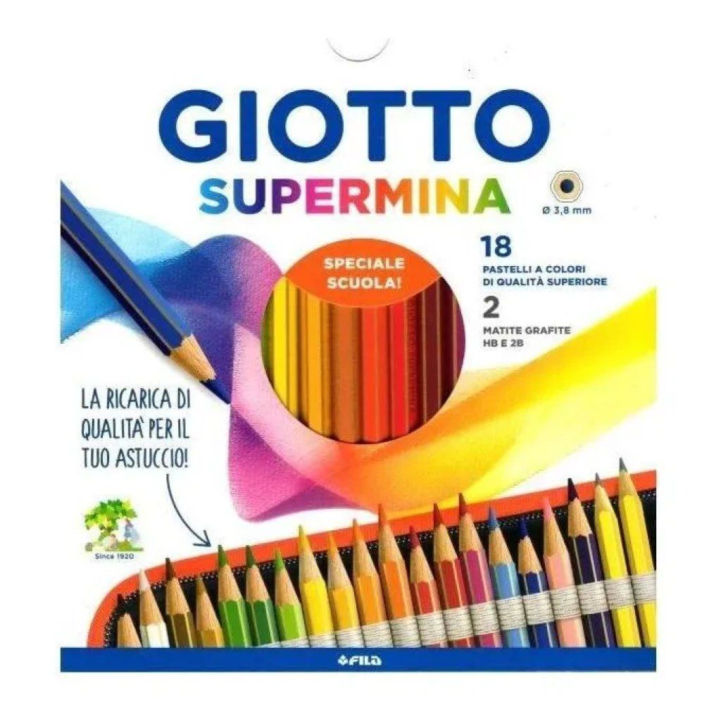 Giotto Supermina Set 18 Pastelli Colorati con 2 Matite Lyra