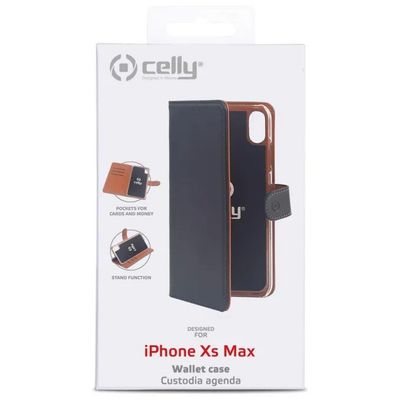 Celly Wally Custodia a Libro Nera per iPhone XS Max